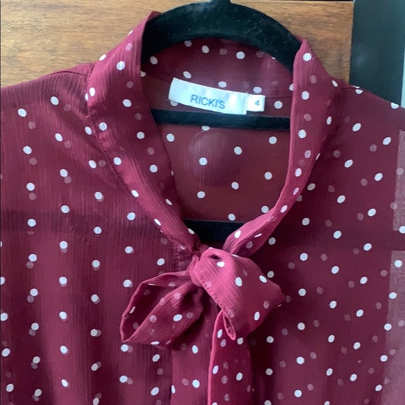 Sheer polkadot buttoned blouse. - Picture 2 of 3